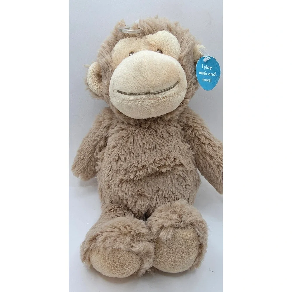 Carters Musical Wind Up Monkey Plush Brown Shaggy Stuffed Animal Toy 2023